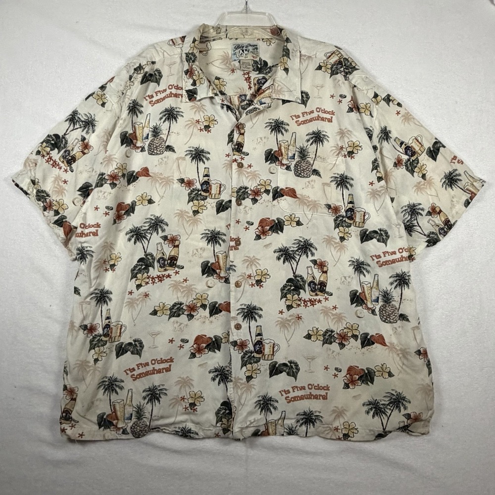 Big Dogs Hawaiian Shirt Mens Sz 4X Its 5 O‎ Clock Somewhere Beer Tropical Summer